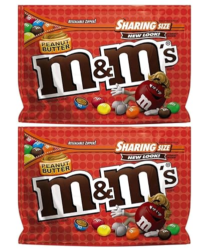 M&M's - Caramelos de chocolate con mantequilla de maní hechos con mantequilla de maní real, empaquetado en una bolsa resellable, una manera colorida