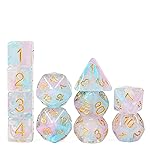 UDIXI 11 Piece Dice Set DND Polyhedral Dice Iridecent Swirls for Role Playing Game, D&D (Pink &Cyan)