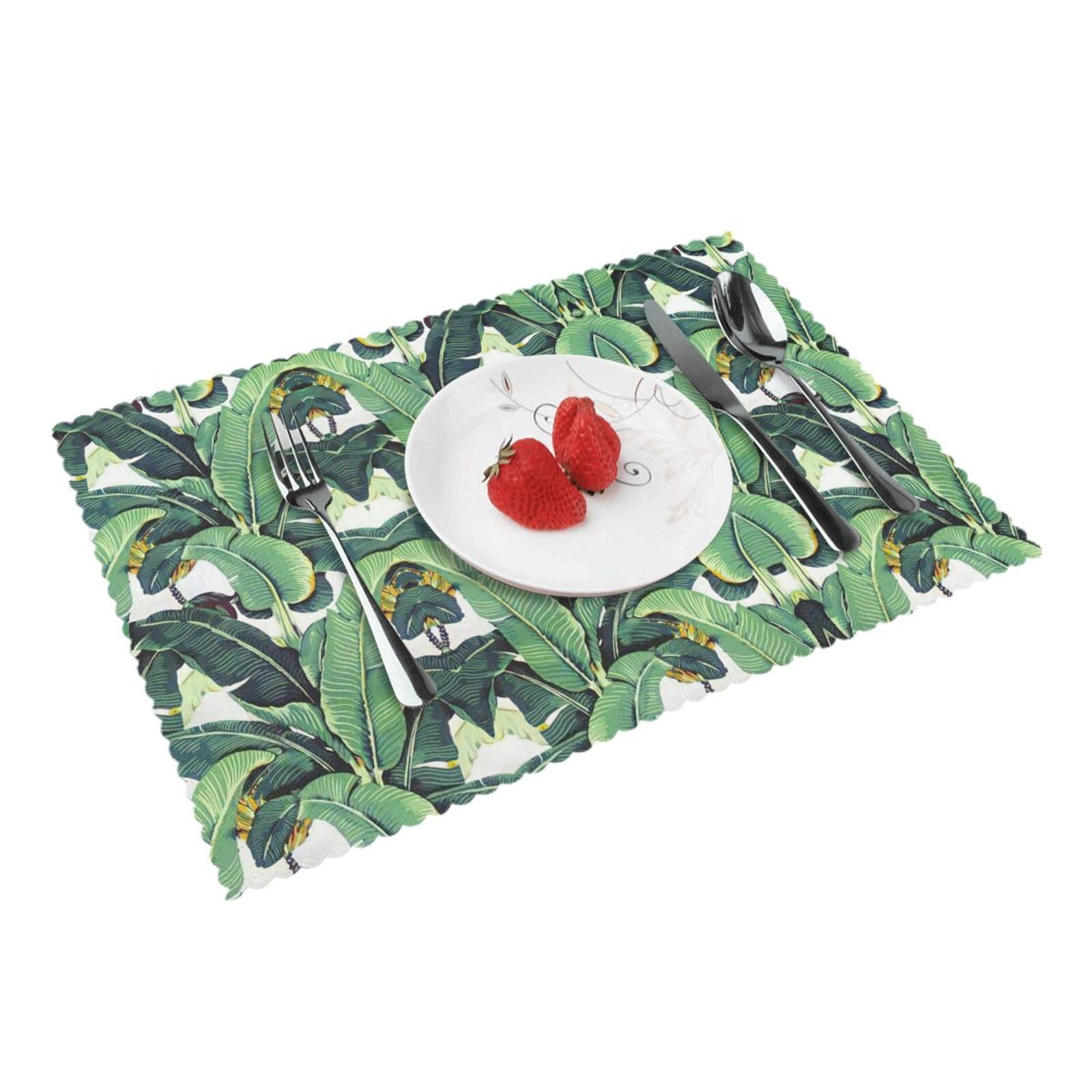 Tropical Banana Palm Leaves Placemats For Dining Table Set Of 4 Heat Resistant Washable Kitchen Parties Coffee Table Decor