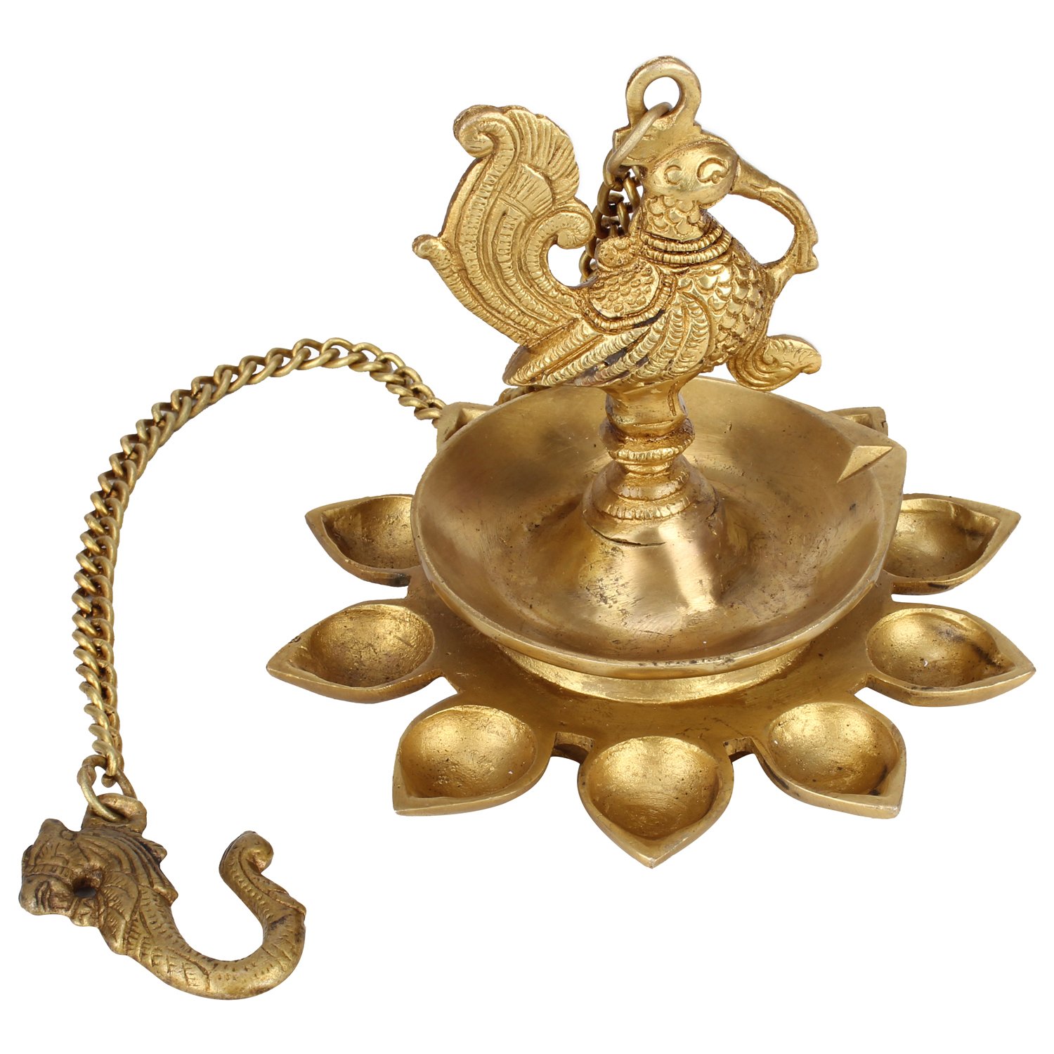 Kartique Diya-Lampe zum Aufhängen, Messing, mit 17,8 cm Höhe, antiker Stil für Heimdekoration, Puja und Geschenk