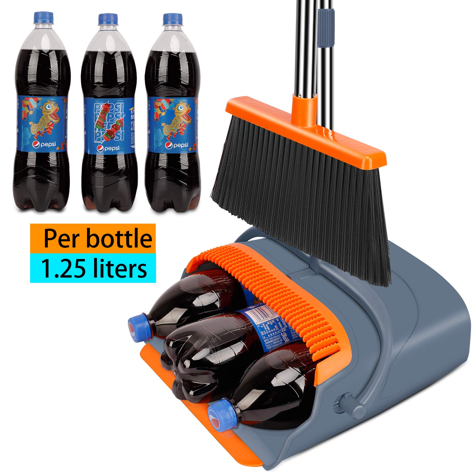 Kelamayi 2021 Upgrade Broom and Dustpan Set, Large Size and Stiff Broom