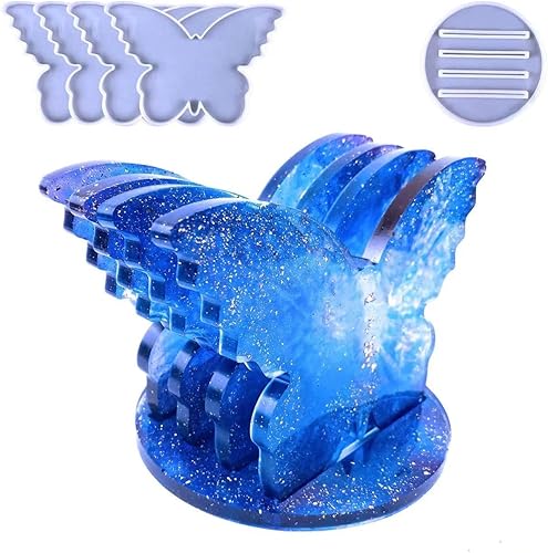 Miniatura 6 de Moldes de posavasos de resina, moldes de mariposa de gran tamaño para resina epoxi para fundición de resina, 4 moldes de posavasos con molde de