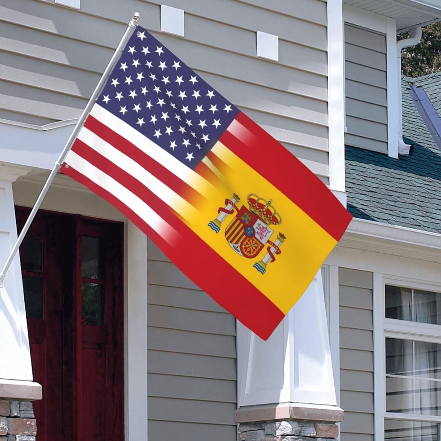 USA Spain Friendship Flag - Indoor and Outdoor Decoration Flag - Garden Courtyard Party Wall Home Porch Festival Funny Flags - 5X8FT