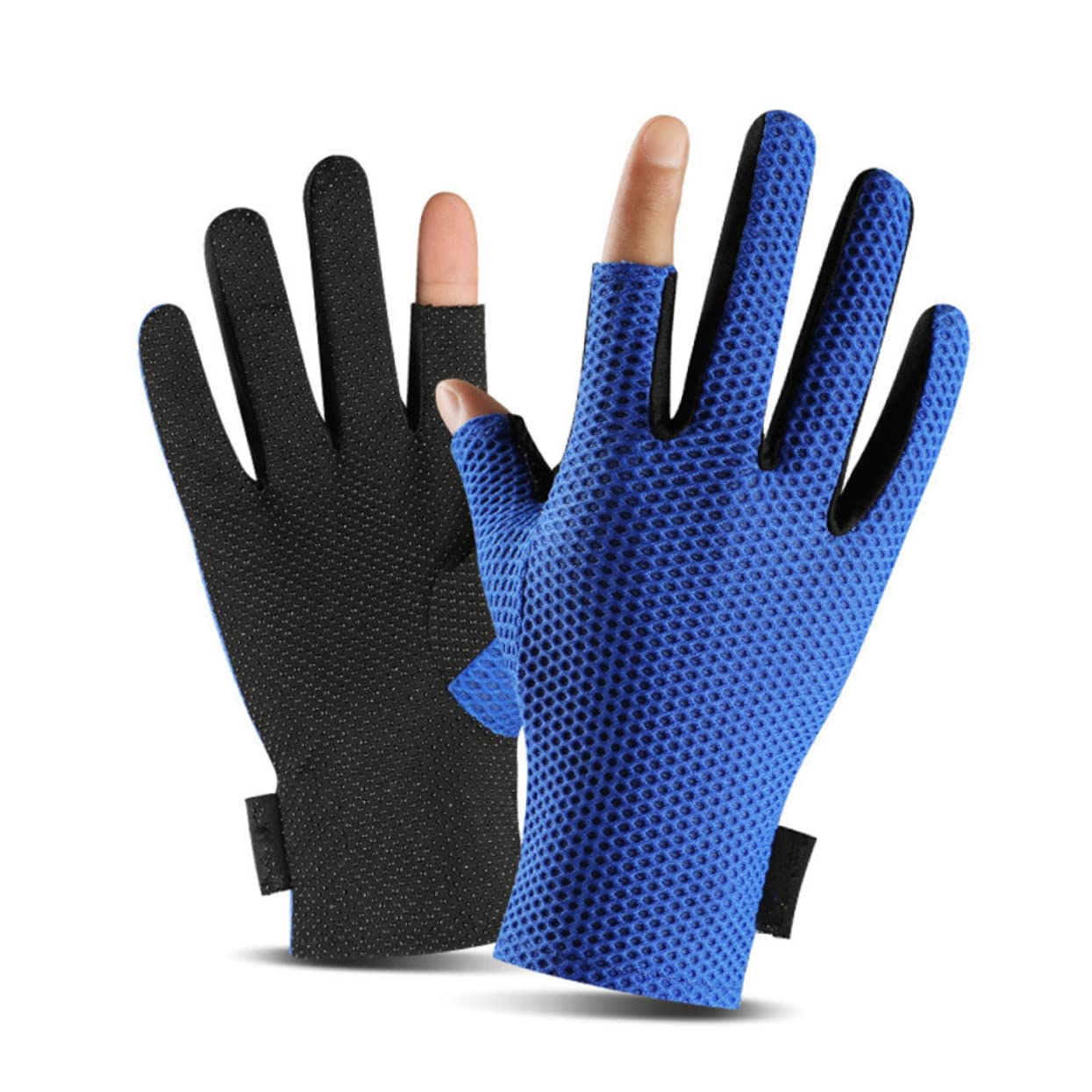 TOYANDONA Guantes de Cortos Exteriores Protección Solar de Dedos Cómodos y Transpirables Actividades Deportivas y Azul Único