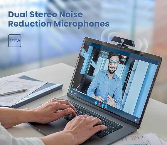 Enther & MAXHUB Webcam 4k, Webcam with Microphone for Computer with Noise-Canceling Mic, Fast Auto Focus  HD Auto Light Correction, Works with Microsoft Teams, Zoom, Skype, Stream
