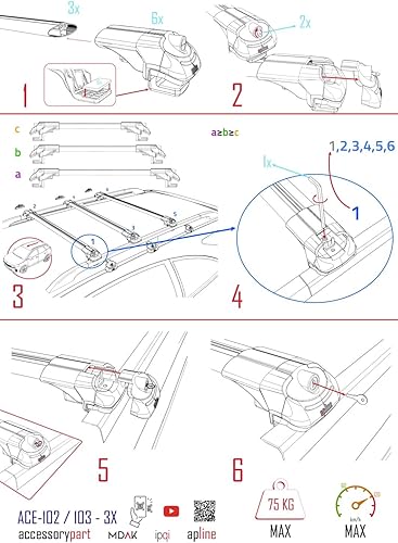 Miniatura 7 de Compatible con Nissan NP300 (D23) 2015-2021 ACE-1 Barra transversal de aluminio gris 3 barras