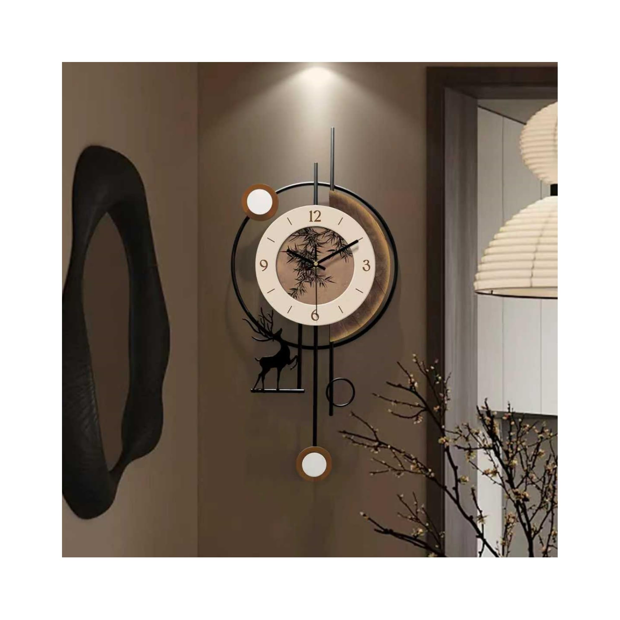 Horloge murale moderne pour cuisine et salon scene de vie chaleureuse en bois