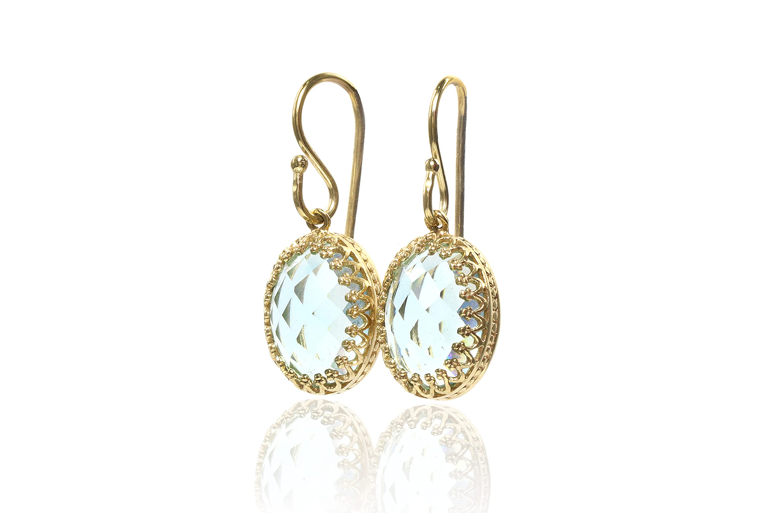 Exquisitos Pendientes Topacio Azul - Pendientes Ovalados Clásicos, Pendientes Piedras Preciosas Colgantes, Pendientes Declaración, Pendientes Novia - Elegantes Joyas Piedra Nacimiento Personalizables
