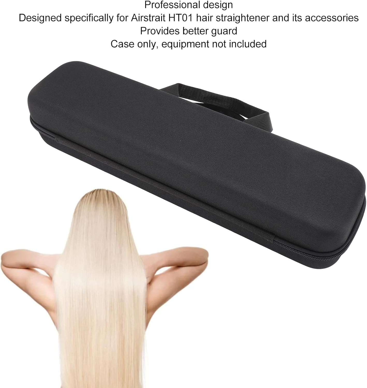 VBESTLIFE Travel Case for HT01, Hair Straightener Hard EVA Carrying Case, Hair Dryer Portable Storage Bag, 17.7x3.5x4.3in