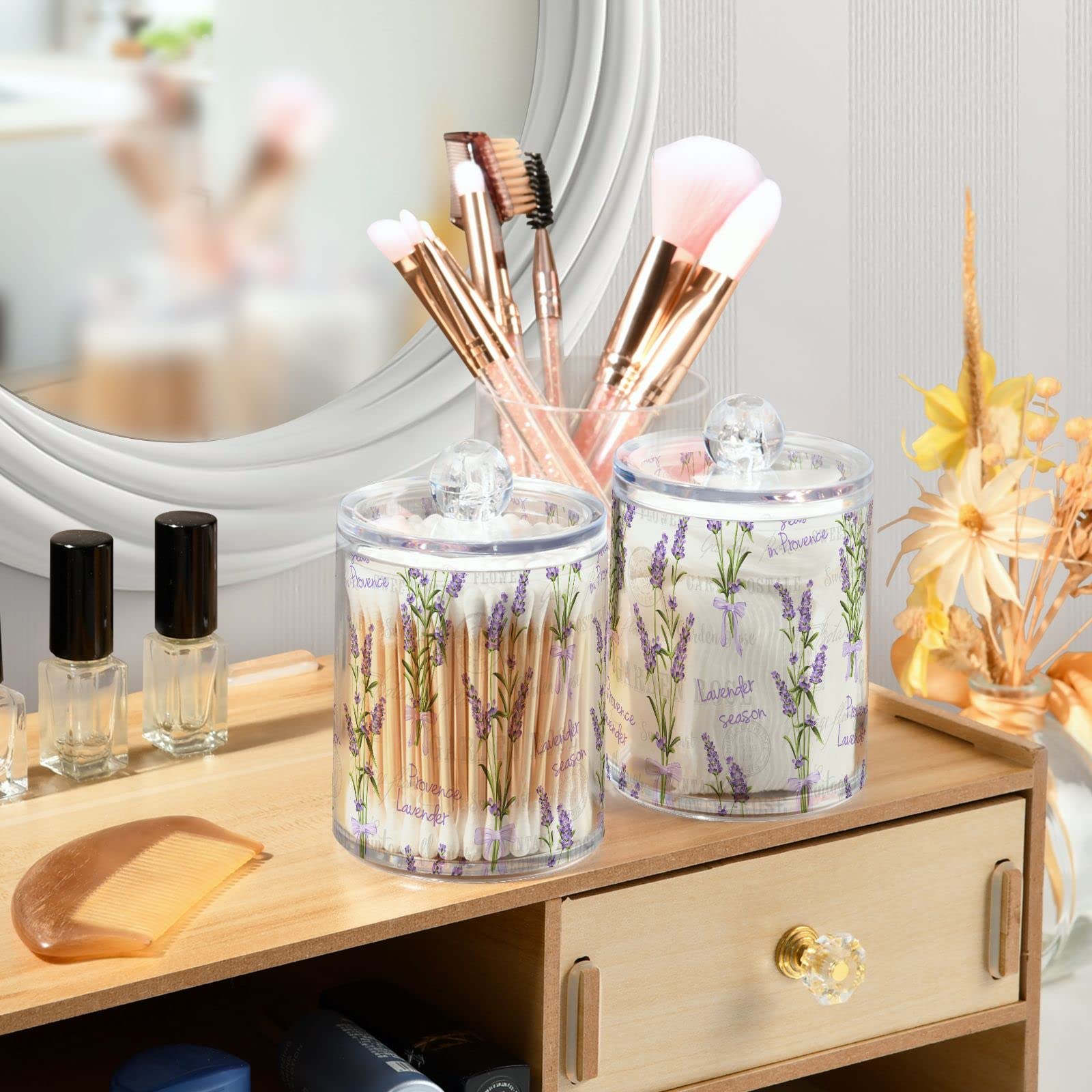 4er-Set Apothekergläser Mit Rosen-Druck – Stylische Aufbewahrung Für Wattestäbchen, Make-up & Mehr! 284 Ml, BPA-frei.