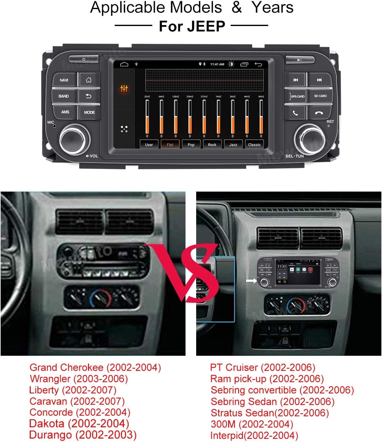 Flash Sale MCWAUTO Car Radio Bluetooth GPS 5 Inch Android 10.0 Navigation Car Stereo for Jeep Grand Cherokee Wrangler Liberty Dodge RAM Chrysler Sebring Free Rear Camera