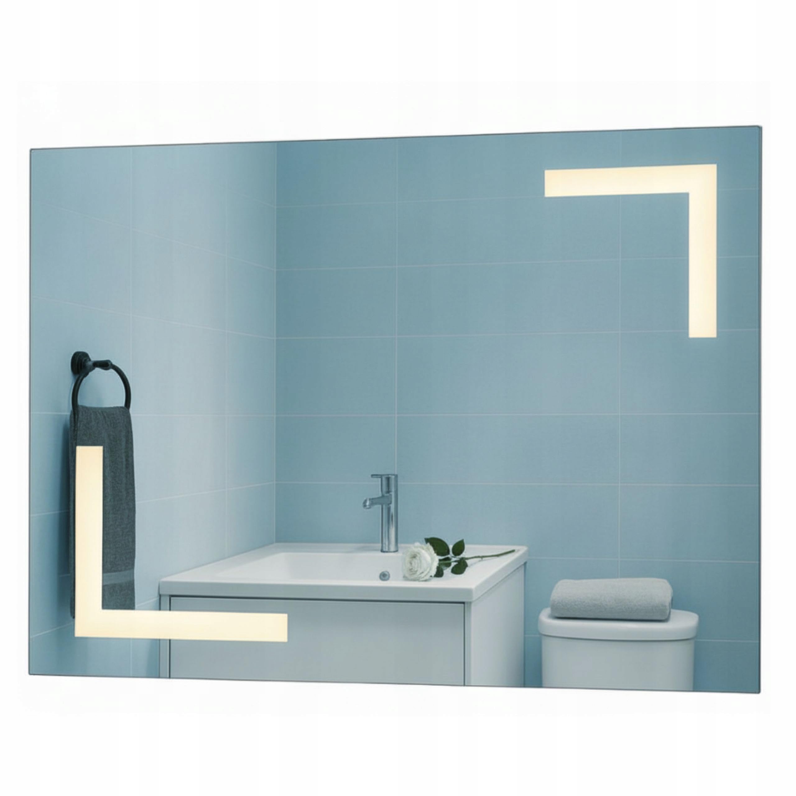 Agritrade AK LED Bathroom Mirror 100x80 cm, Backlit Illuminated Frameless Wall Mounted, 4000K Neutral White, Wall Switch Operated - ARIES