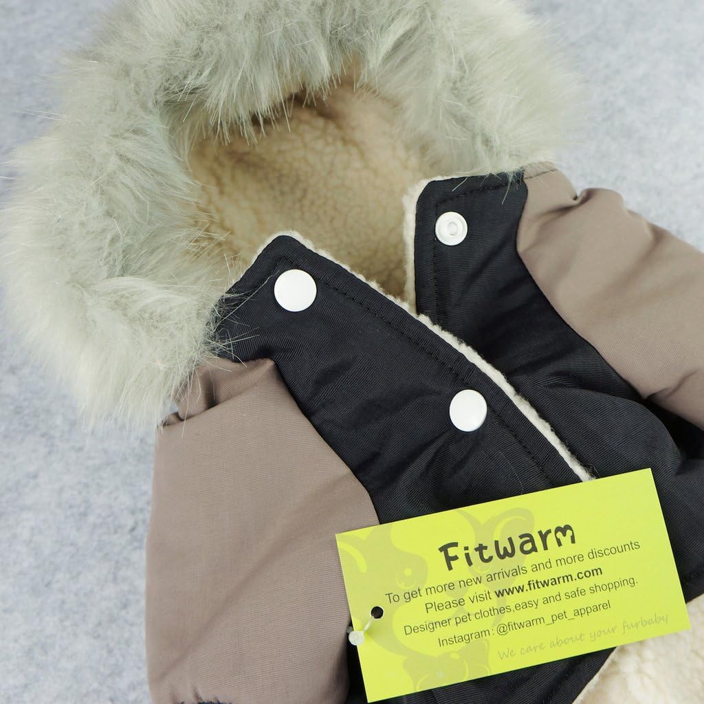 Fitwarm Waterproof Pet Clothes for Dog Windproof Jackets for Small Breeds Dogs Outdoor Fleece Hooded Coats Black Chihuahua Yorkie XXL