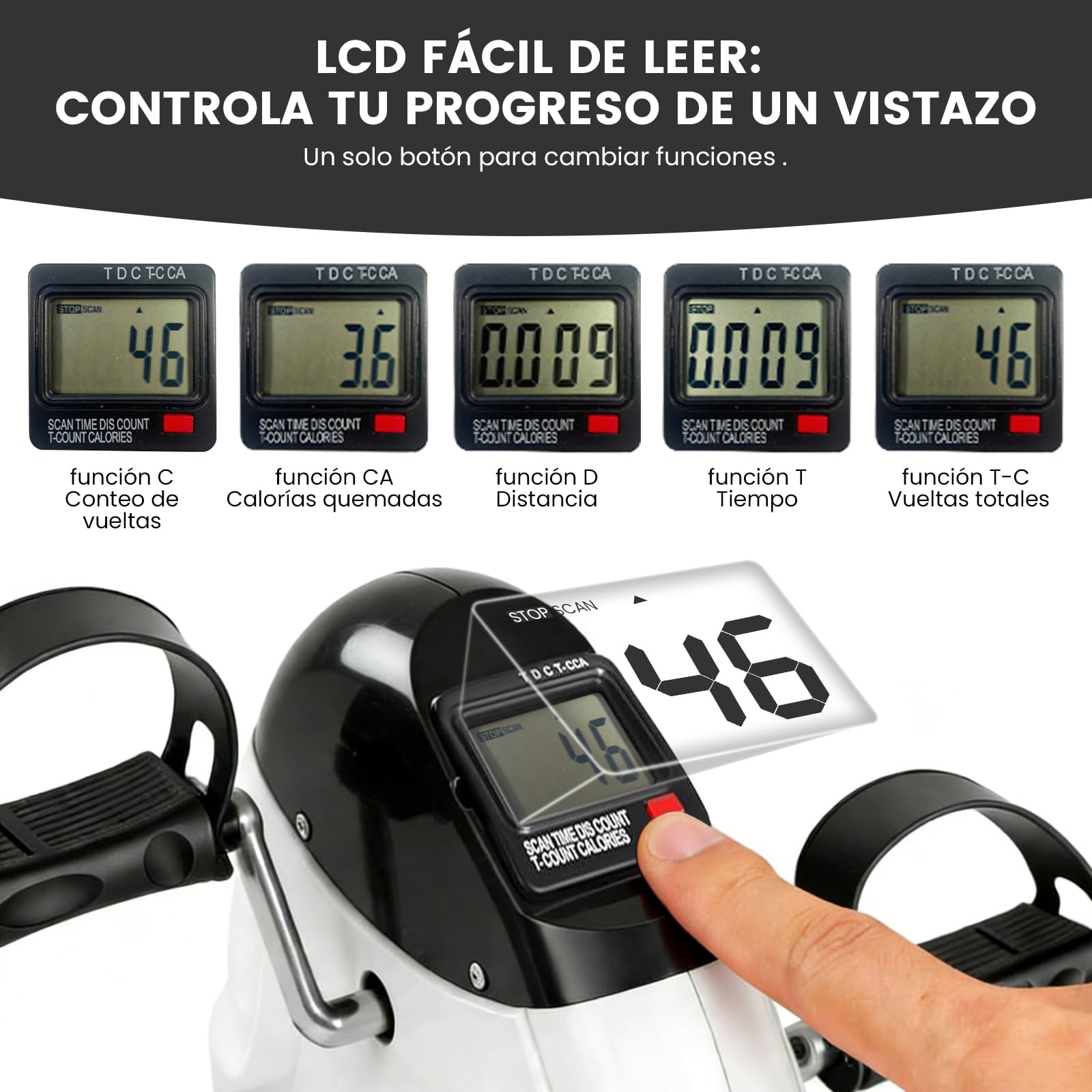 Pedales Estáticos Personas Mayores, Pedaleador para Ancianos y Mini Bicicleta Estática, Máquina de Pedalear Sentado para Entrenamiento en casa, Pantalla LCD — view 2