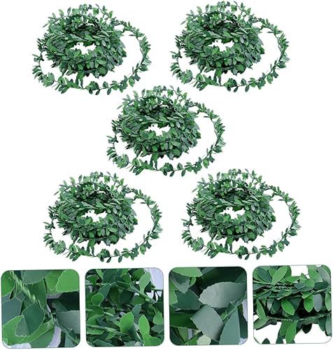 Miniatura 4 de Yardwe 5 piezas de alambre de hoja verde de ratán de imitación de hojas artificiales, plantas artificiales de selva silvestre, vides botánicas