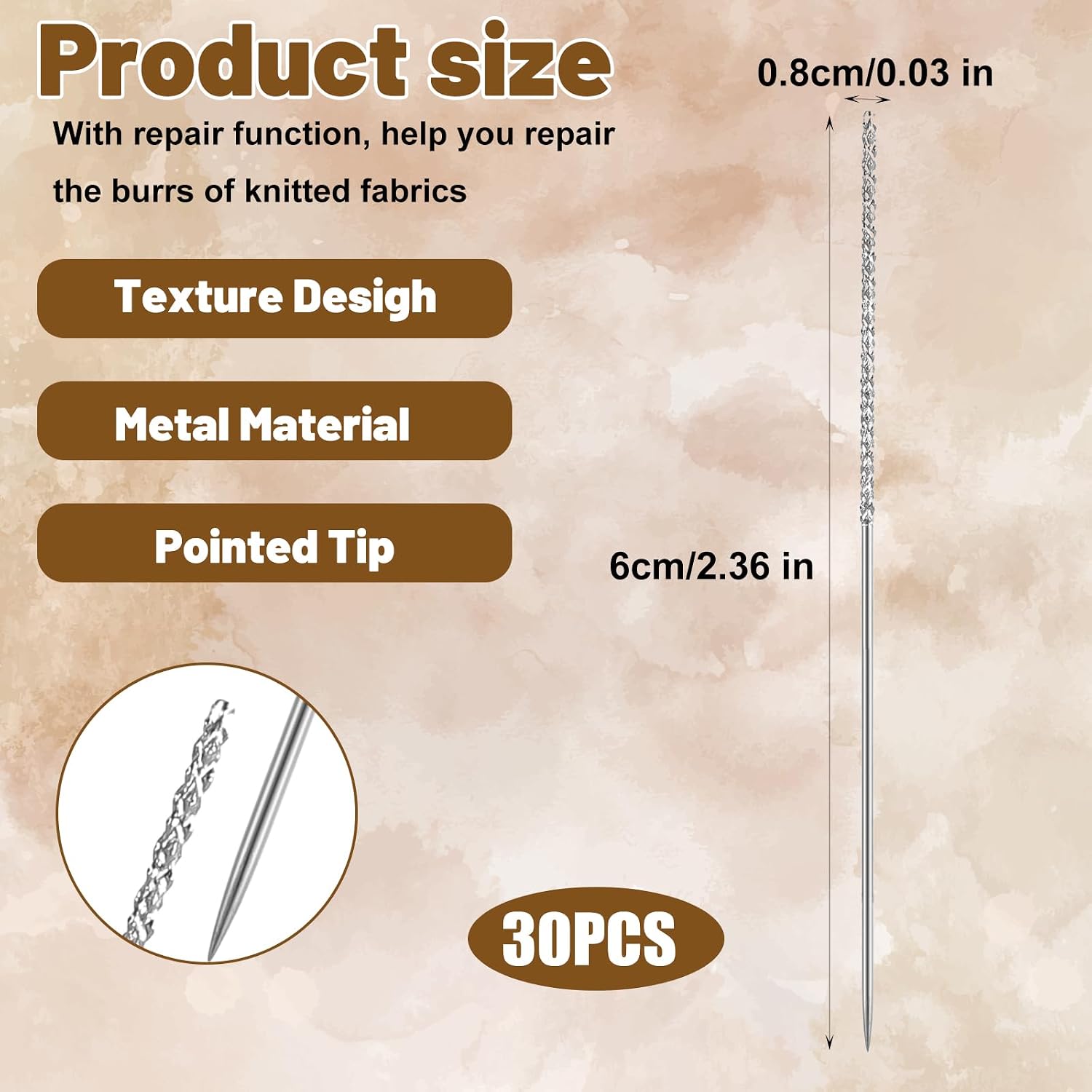 30Pcs Snag Nab It Tool Needlepoint,0.03 x 2.36 in Snag Nab It,Snags Repair Needle with Case, Woven and Knits Sewing Stitching Needles Tools for Knitwear, Woven Fabric, Clothing