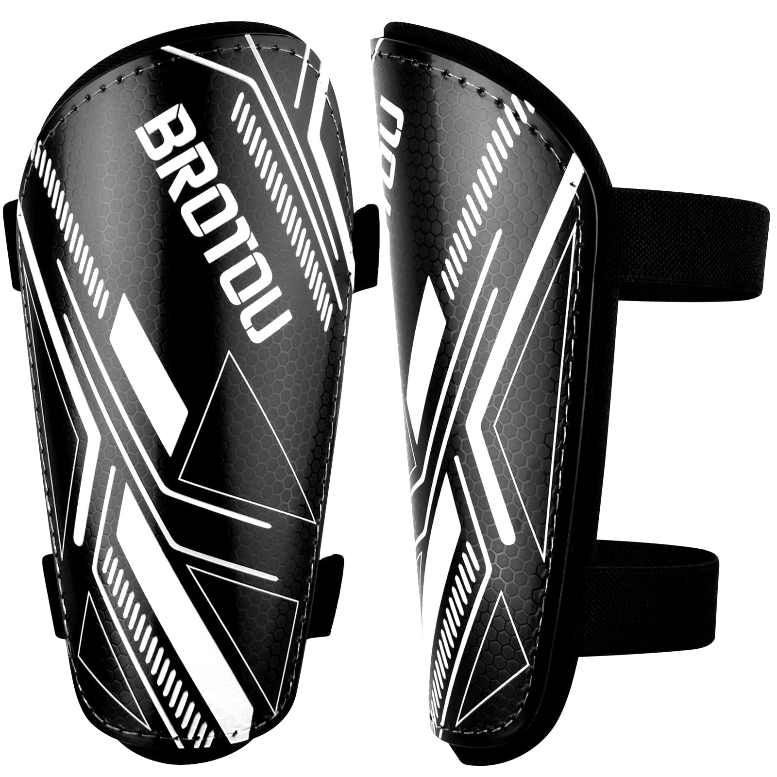 Youth Football Shin Pads, BROTOU Breathable Kids Shin Guards, Non Slip Extended Adjustable Straps