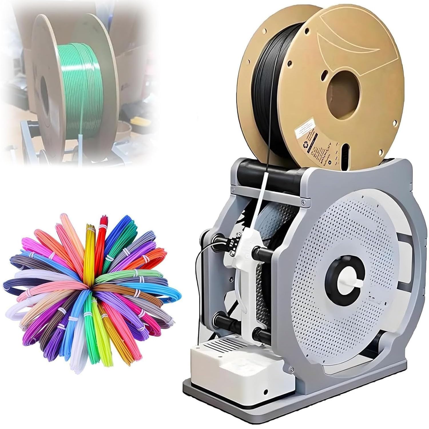 Respooler filamentu do drukowania 3D, automatyczny repooler z czujnikiem wykrywania materiałów eksploatacyjnych, starannie nawinięty, bez plątania, do filamentów do drukarki 3D, drutu spawalniczego i