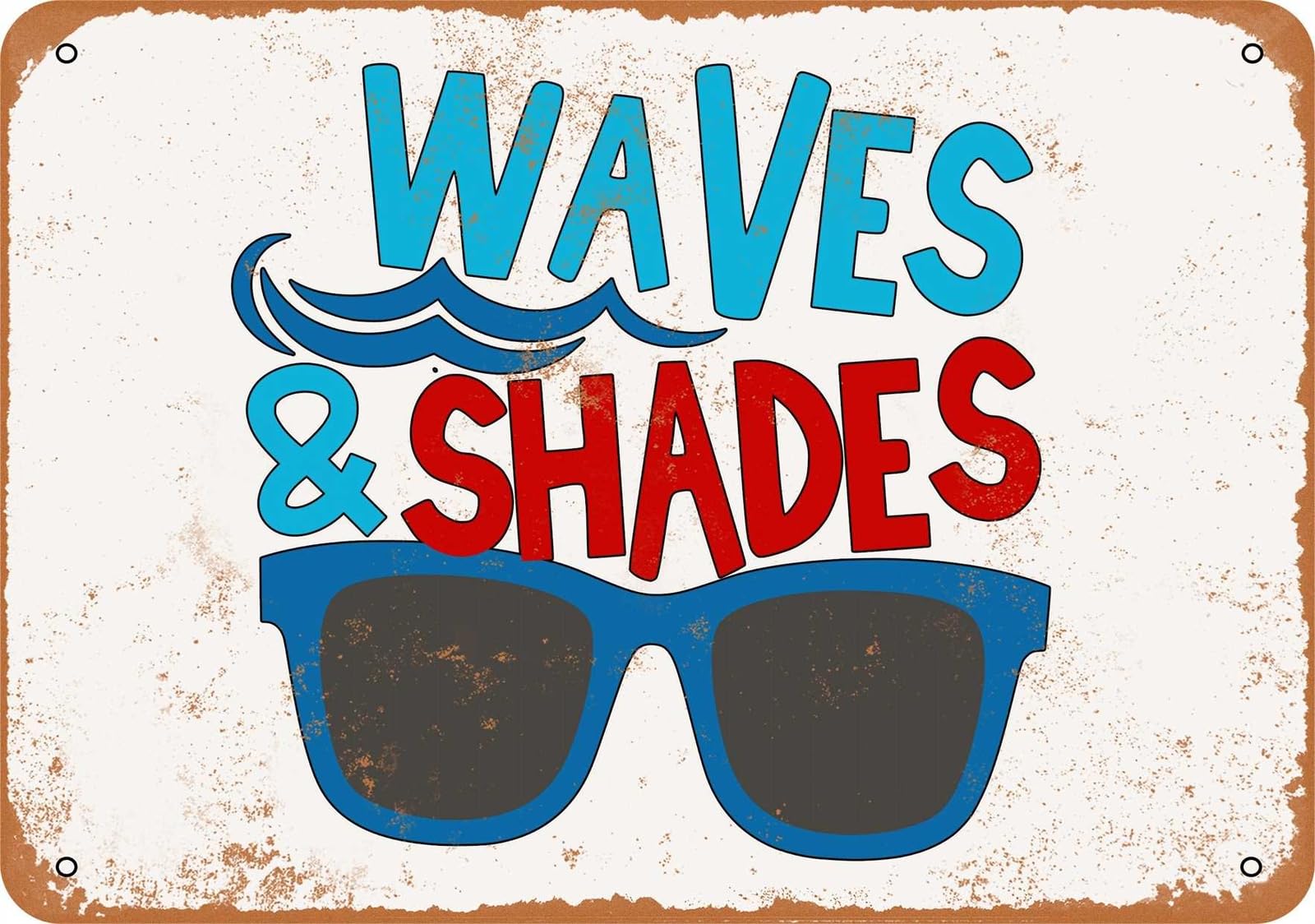 Miaomansenstore Metal Sign - Waves And Shades - Vintage Look Home Decor