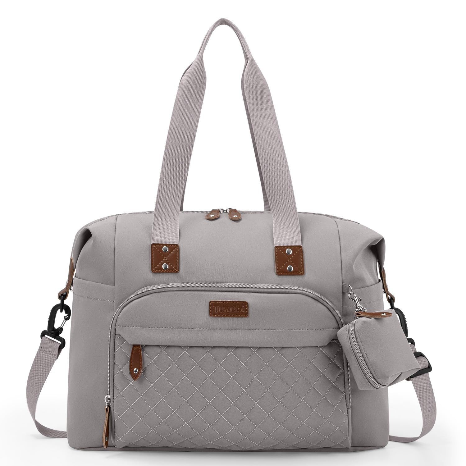 Tuwubi Diaper Bag Tote,Baby Diaper Bag with Pacifier Case Large Travel Diaper Tote Caddy for Mom and Dad Multifunction Baby Bag - M-Light Khaki