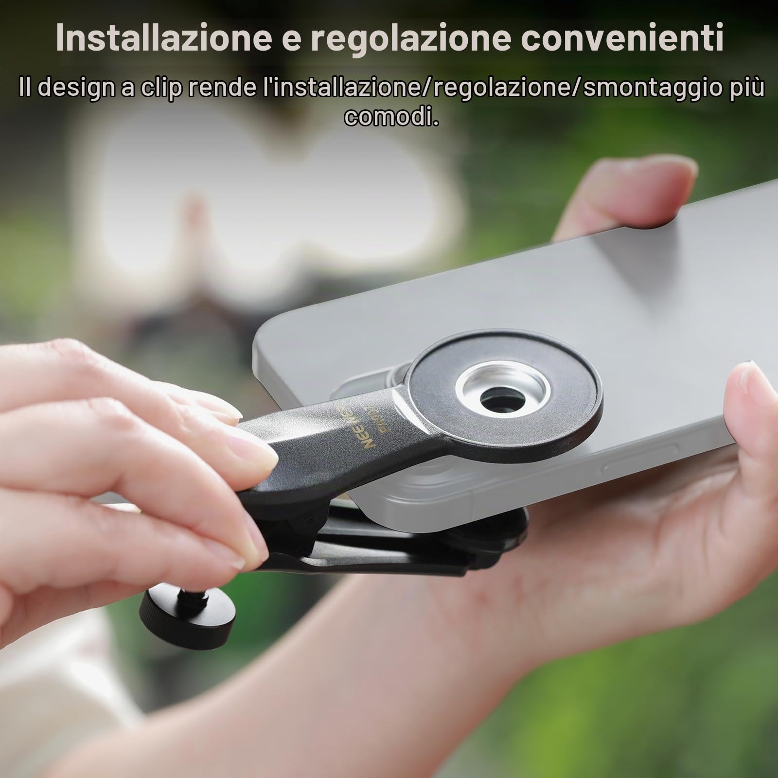 NEEWER Morsetto Universale per Telefono per Lente Filettata 17mm, PA007 | Attacco/Adattatore per Lente,Compatibile con iPhone 17,16,15 Pro Max,15 Plus,14,Samsung Galaxy S26,S25,S24Ultra,Google Pixel