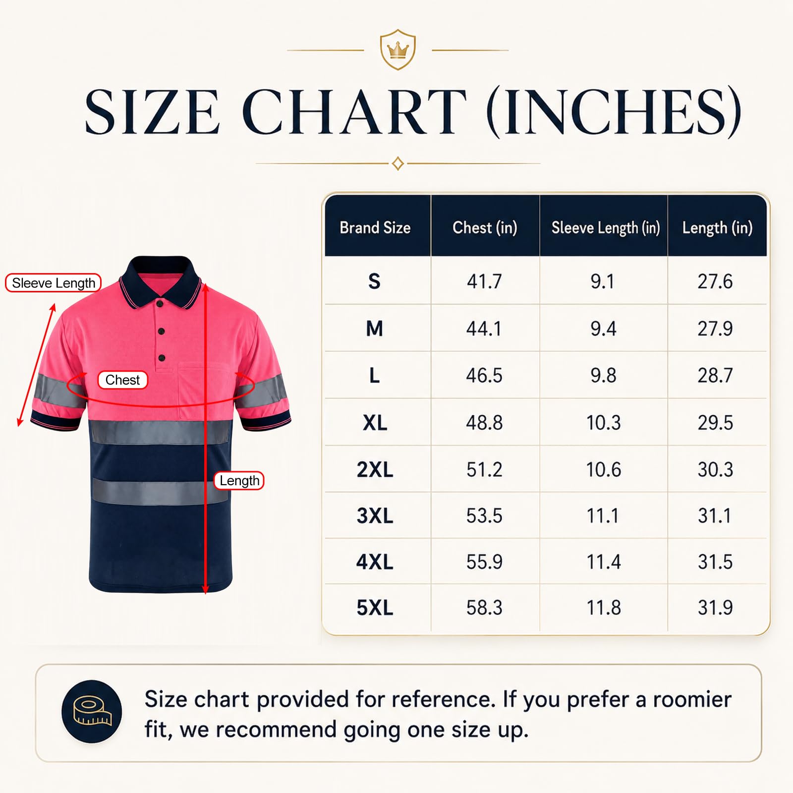 SMASYS Polo de seguridad, construcción reflectante, ropa de trabajo de alta visibilidad, camisetas con bolsillos para mujeres y hombres, rosa- azul marino, 5XL