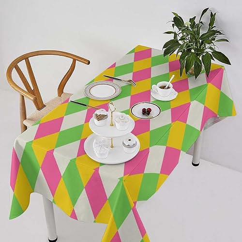 Miniatura 53 de Mantel retro moderno de mediados de siglo, diseño de colores retro de los años 50, resistente al agua, mantel lavable para cocina, comedor, fiesta