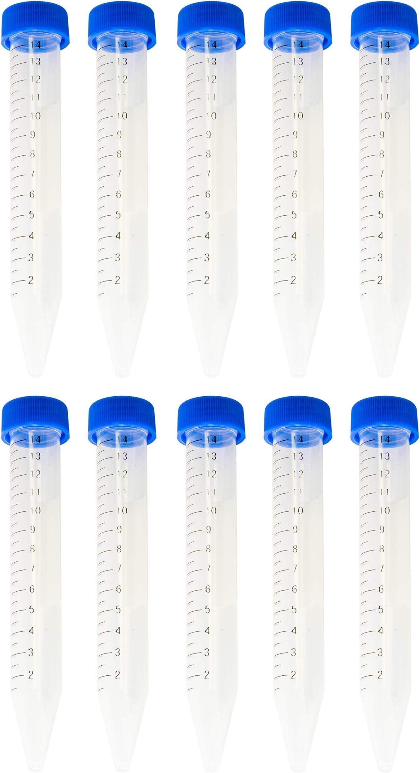SciencePurchase 25 Pack 14mL Conical Graduated Plastic Centrifuge Tubes with Caps (5" Long, 5/8" Diameter)