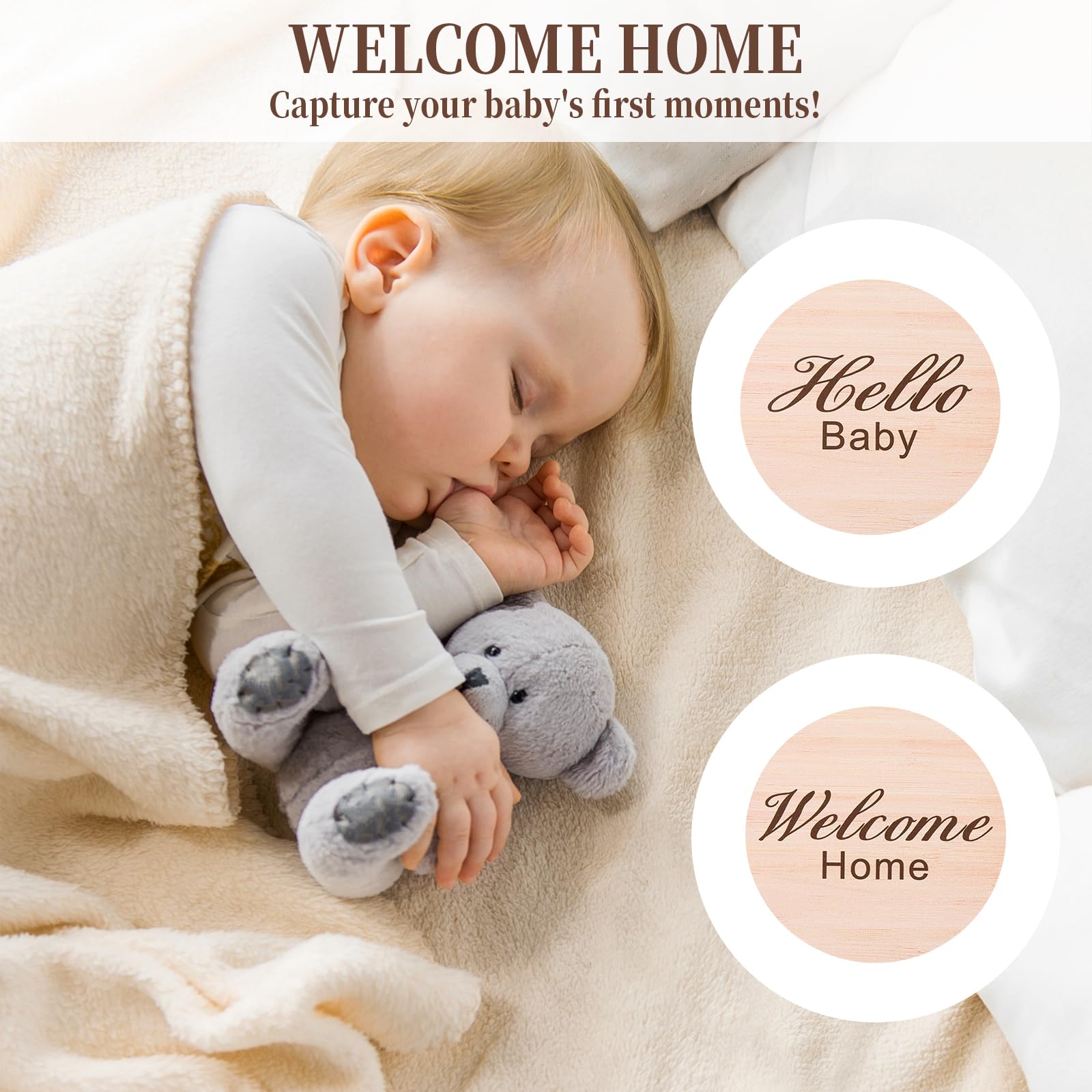 13Pcs Wooden Baby Monthly Milestone Marker Discs, Style C - Image 4
