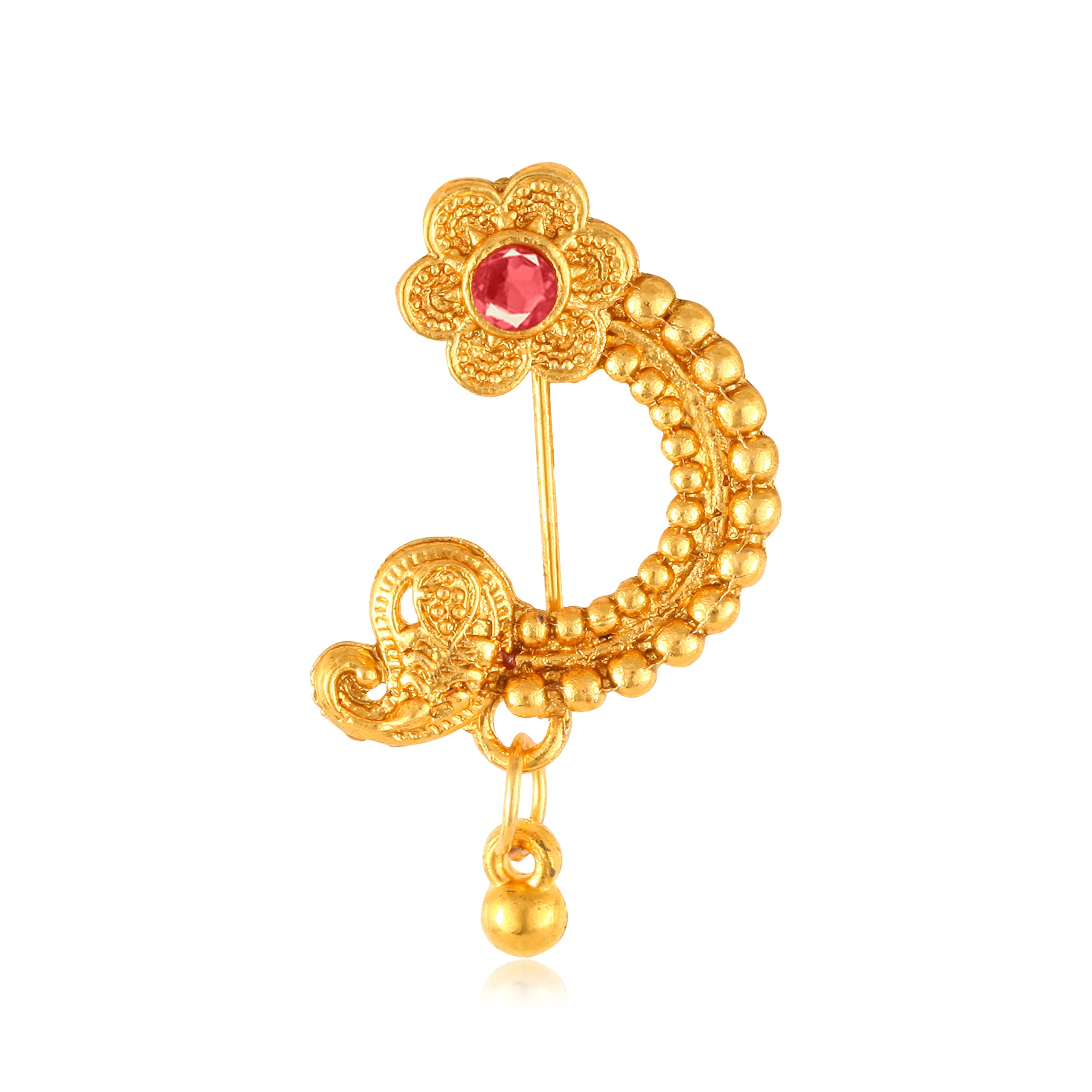 Vighnaharta Gold Plated Alloy and CZ stone Non Piercing Maharashtrian Nath Nathiya./ Nose Pin valentine day gift valentineday gift for her gift for him gift for women gift for women {VFJ1125NTH-Press } (B0B2PR9166) Amazon Price History, Amazon Price Tracker