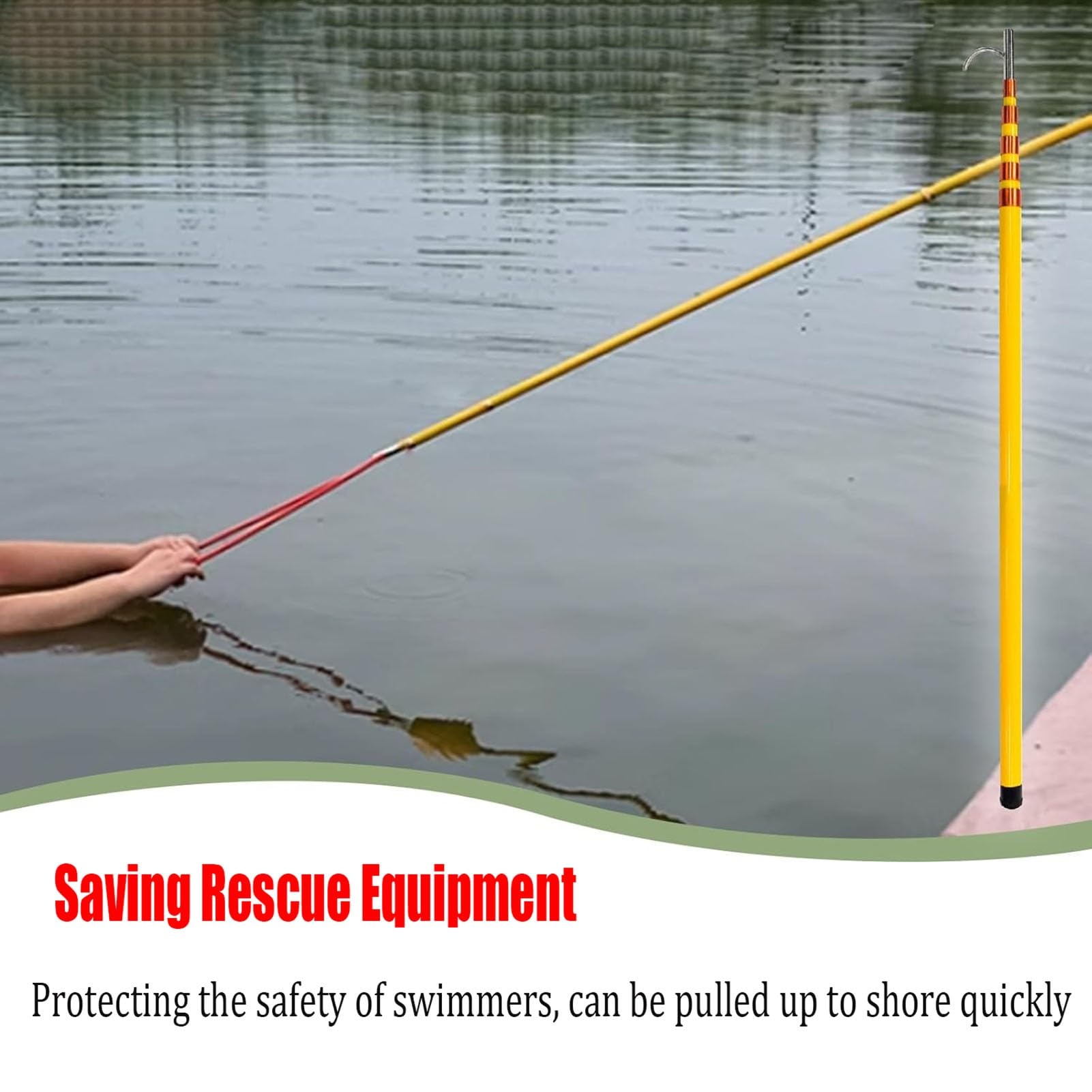 Palo di Salvataggio, Gancio di Salvataggio Regolabile e Resistente per Piscina e Barca, Manico telescopico Antiscivolo per ormeggio e Sicurezza in Piscina, Strumento di Presa (B, 4 m/13,1 pi