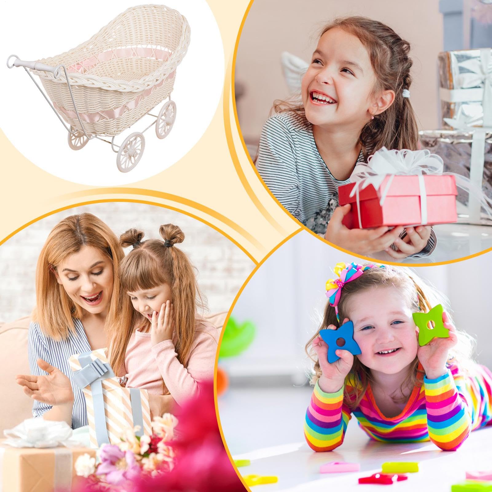 Decorazione per passeggino in tessuto per baby shower – Passeggino in finto rattan rustico, organizzazione casa e decorazione per la camera dei bambini, interni esterni, portico celebrazioni per