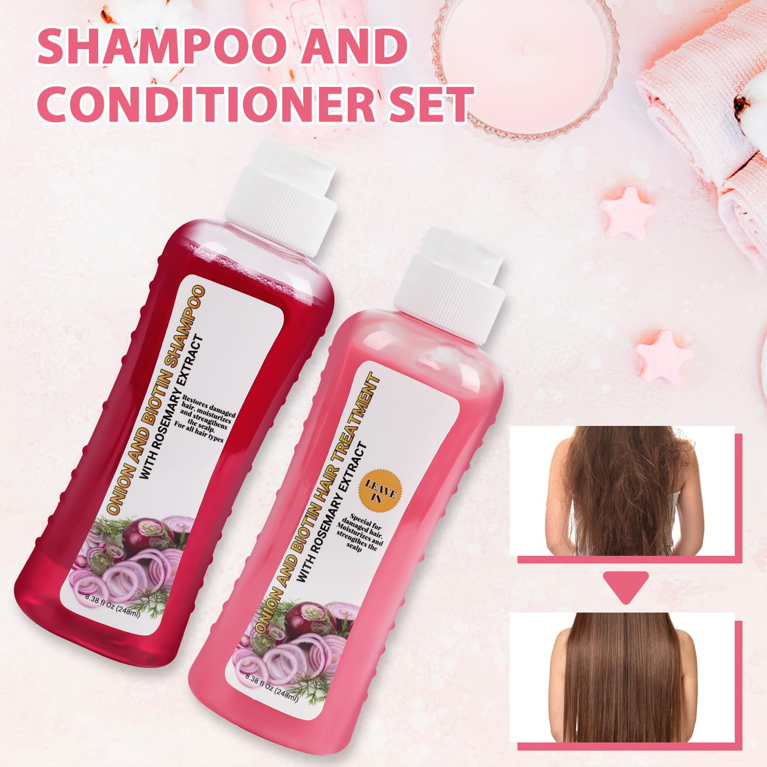 Onion, Biotin and Rosemary Shampoo and Treatment Set - Silicone Free, for Hair Loss, Thinning and All Hair Types - Image 5