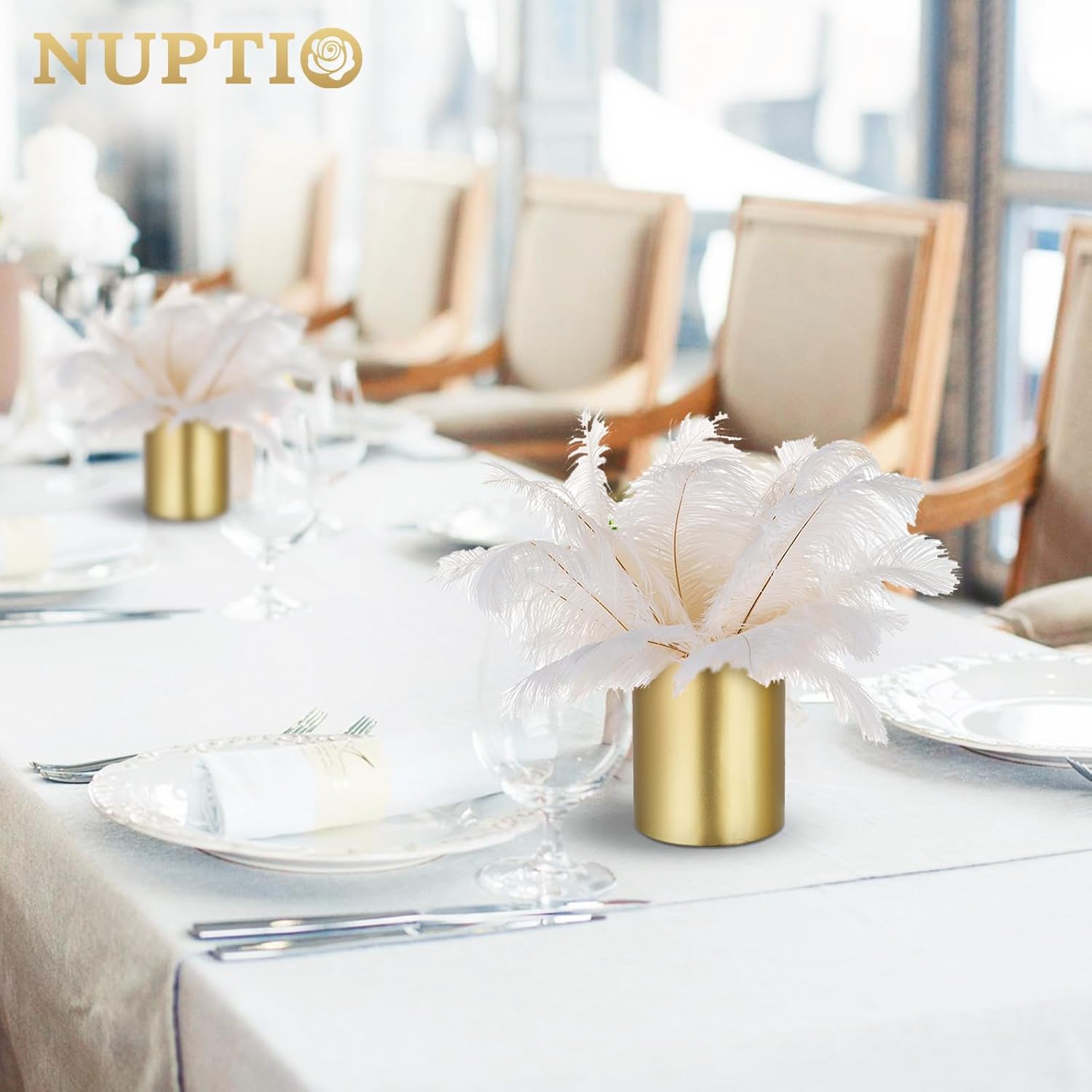 NUPTIO Gold Vases for Centerpieces Wedding: 6 Pcs 5.1 inch Tall Metal Flower Vase Flowers Stand Wedding Centerpieces for Tables Centerpiece Table Decorations