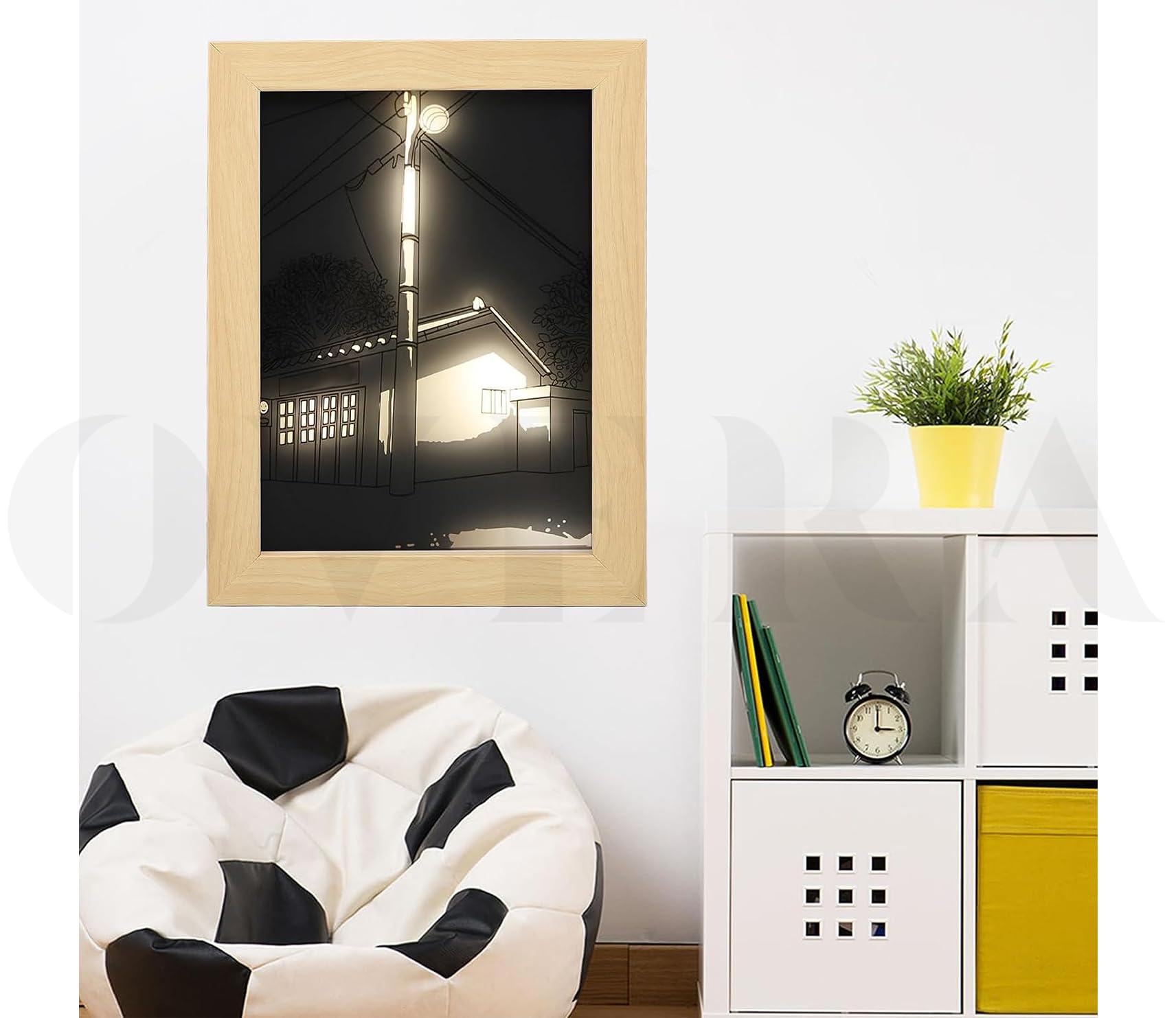 Overa Light Painting Decoration | 3 Colors LED Light Sunshine Shadow Picture Frames | USB Acrylic Paintings for Living Room Wall Art Decoration (Sunset and Street Lights, L) 1
