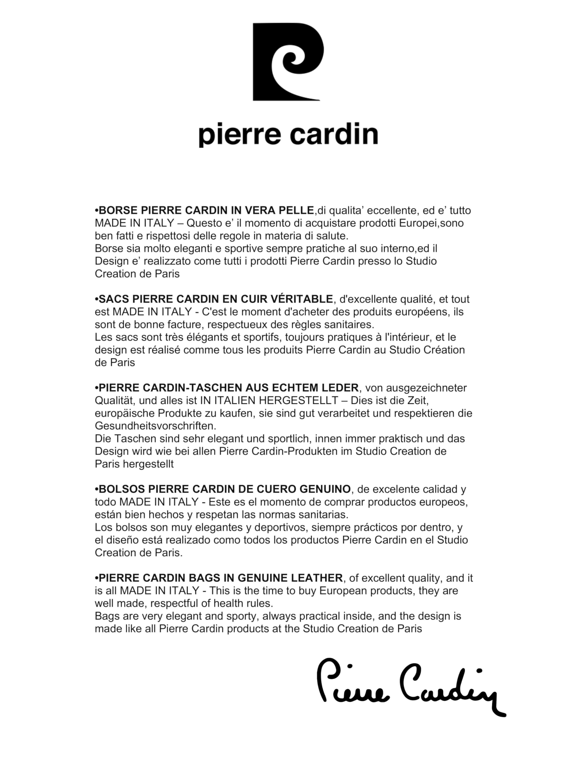 Pierre Cardin Bolso de mujer, piel auténtica, grande, Shopper, fabricado en Italia, de hombro, multifunción, elegante, bolso de mujer, bolso de hombro, multifunción, bolsos de mujer, de hombro