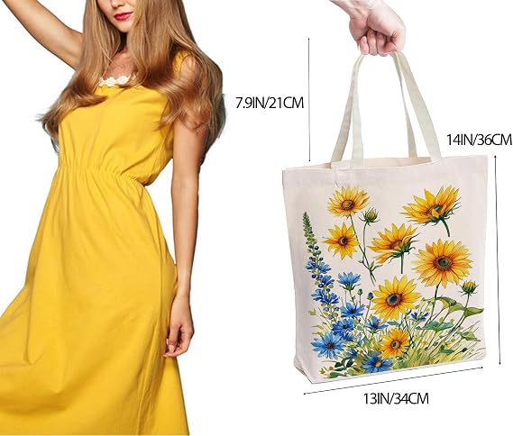 Canvas Tote Bag for Women Cotton Shopping Women Gift Reusable Grocery Bags for Gym, Travel, Work.