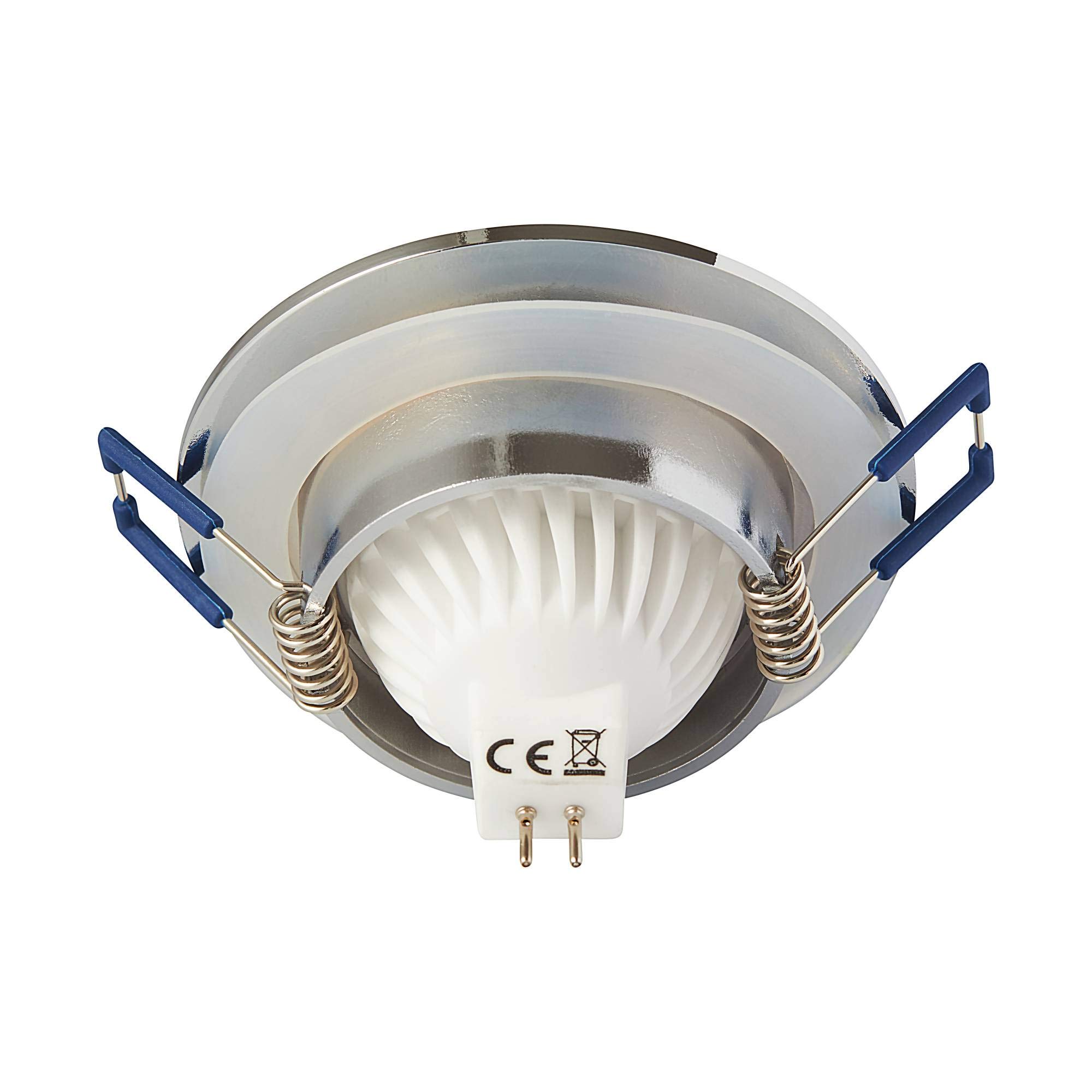 Juego de 10 focos LED empotrables redondos, cromados, 5 W, luz blanca fría, IP44, 12 V, MR16, empotrables para el baño y el exterior como lámpara de techo, 60 mm de orificio para el techo o la ducha