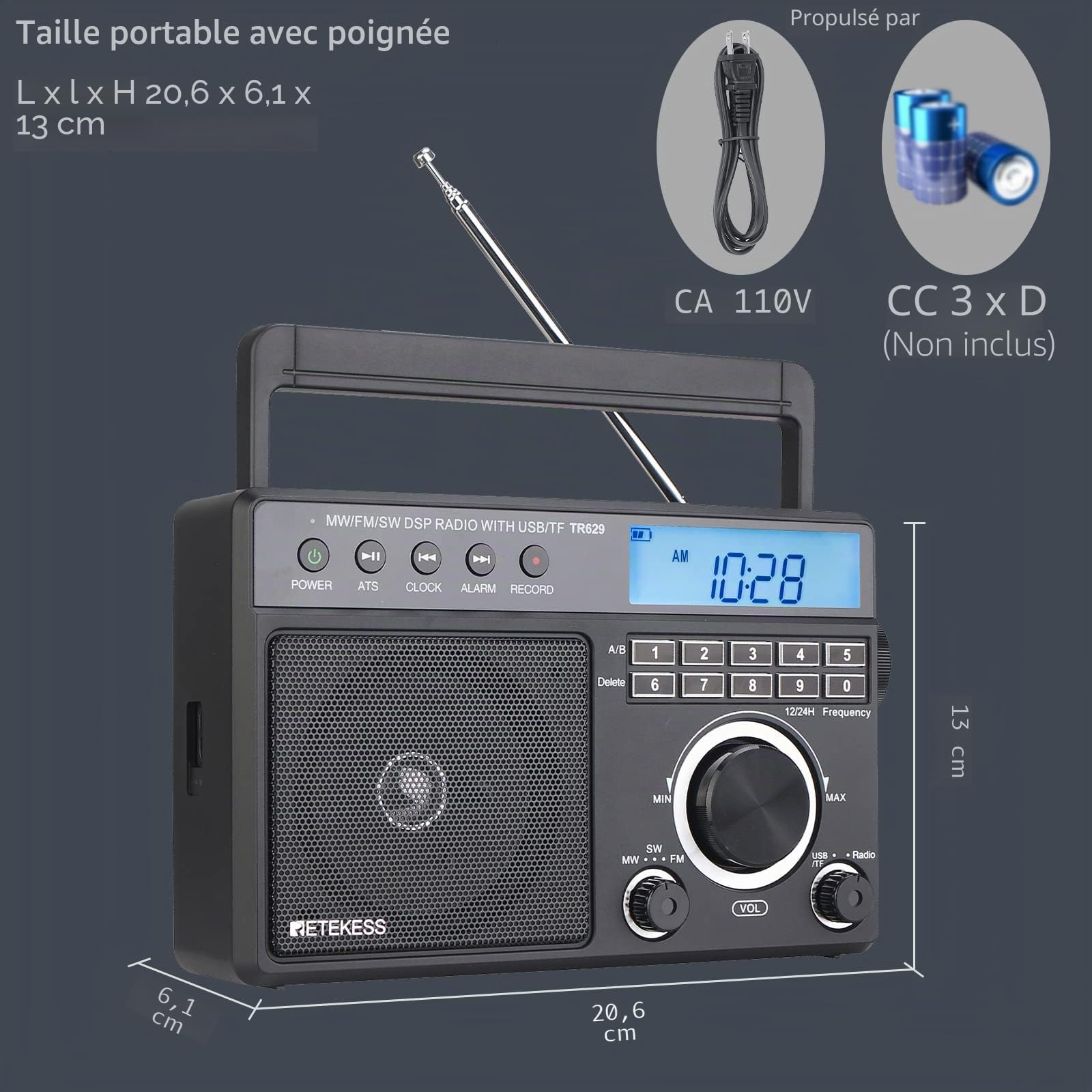 Retekess TR629 Poste Radio Portable, Radio AM FM