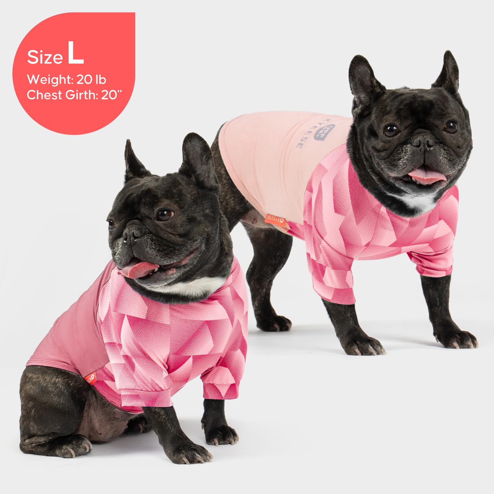 KYEESE 2Pack UV Protection Dog Shirt, UPF 50+ Cooling Dog T Shirts for Small Dogs Girl, Breathable Reflective Dogs Sun Shirts with Sleeves Summer Pet Clothes, Pink, M — view 3