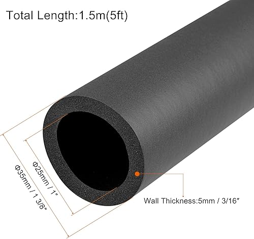 Miniatura 2 de MECCANIXITY Mangos de tubo de agarre de espuma de 1 pulgada (0.984 in) ID 316 pulgadas (0.197 in) de grosor de pared de 5 pies negro antideslizante