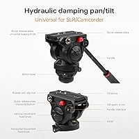 Vista 6 de VILTROX VX-18M - Trípode de video pesado con cabezal fluido VT-01, trípode de video de cabeza fluida de 74 pulgadas, pies de goma antideslizantes