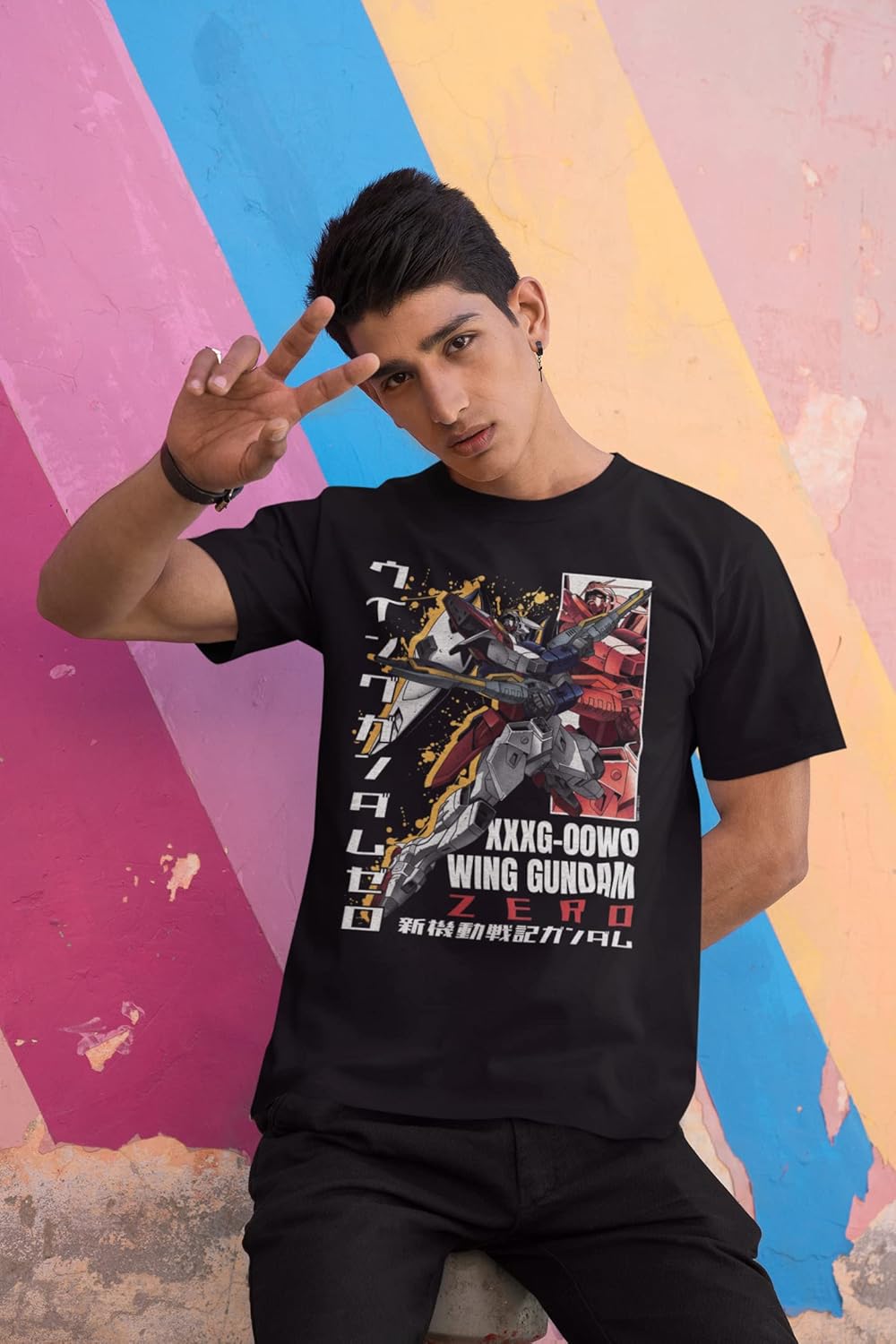 Gundam Wing ブラック長袖Tシャツ Gundam Wing ブラック長袖Tシャツ 新機動戦記ガンダムW