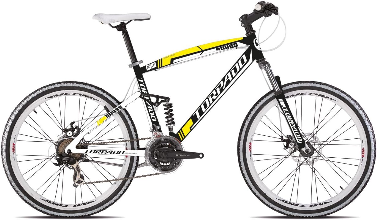 TORPADO Bici MTB Full suv99 26'' Alu 3x7v Disco Taglia 44 Bianco Rosso v17  (MTB Biammortizzate) / Bicycle MTB Full suv99 26'' Alu 3x7s Disc Size 44  White Red v17 (MTB Full