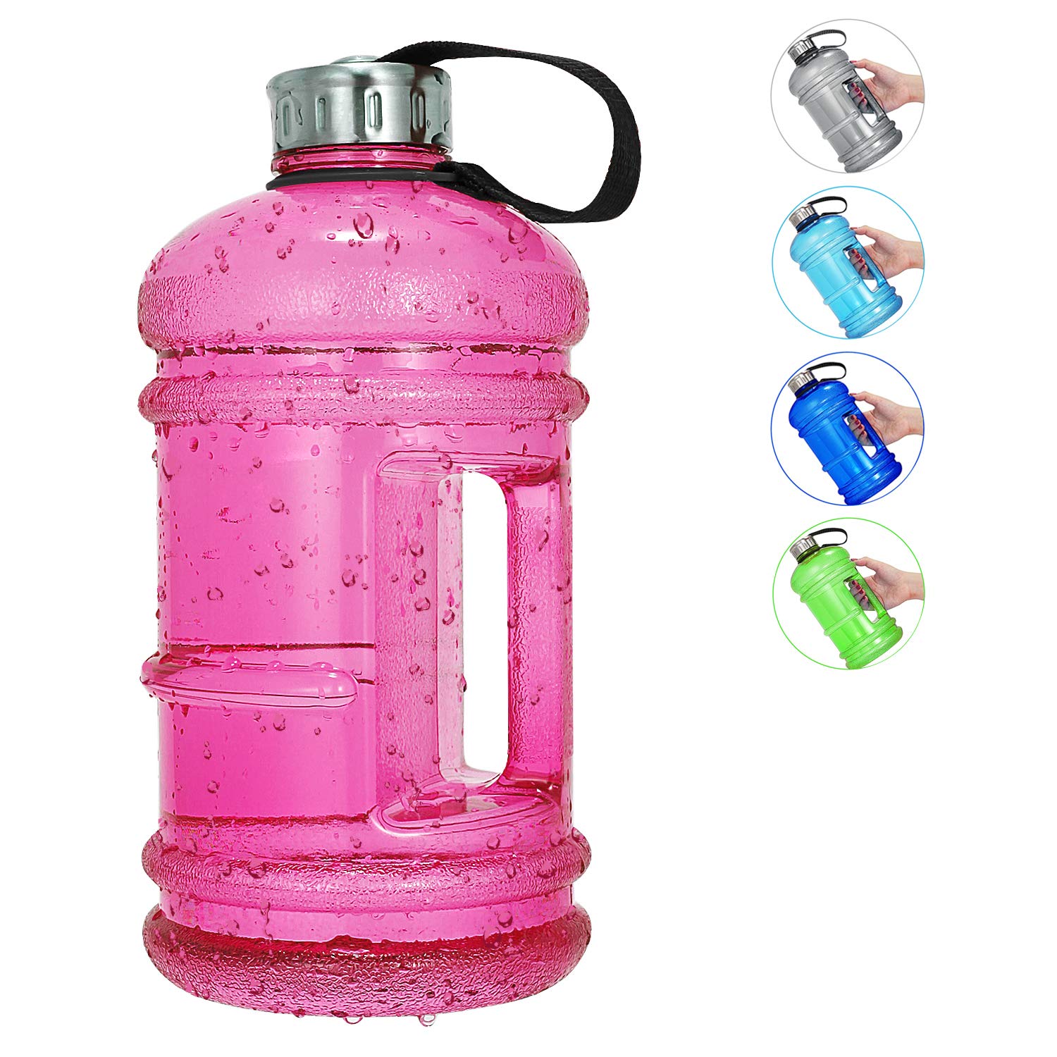 Vaupan Half Gallon Big Water Bottle, 2.2L/73 OZ Large Leak Proof Sports Jug with Handle,Huge BPA Free PETG Plastic Wide Mouth Drinking Container Flask for Fitness Gym Biking Travel Outdoor Water Jug