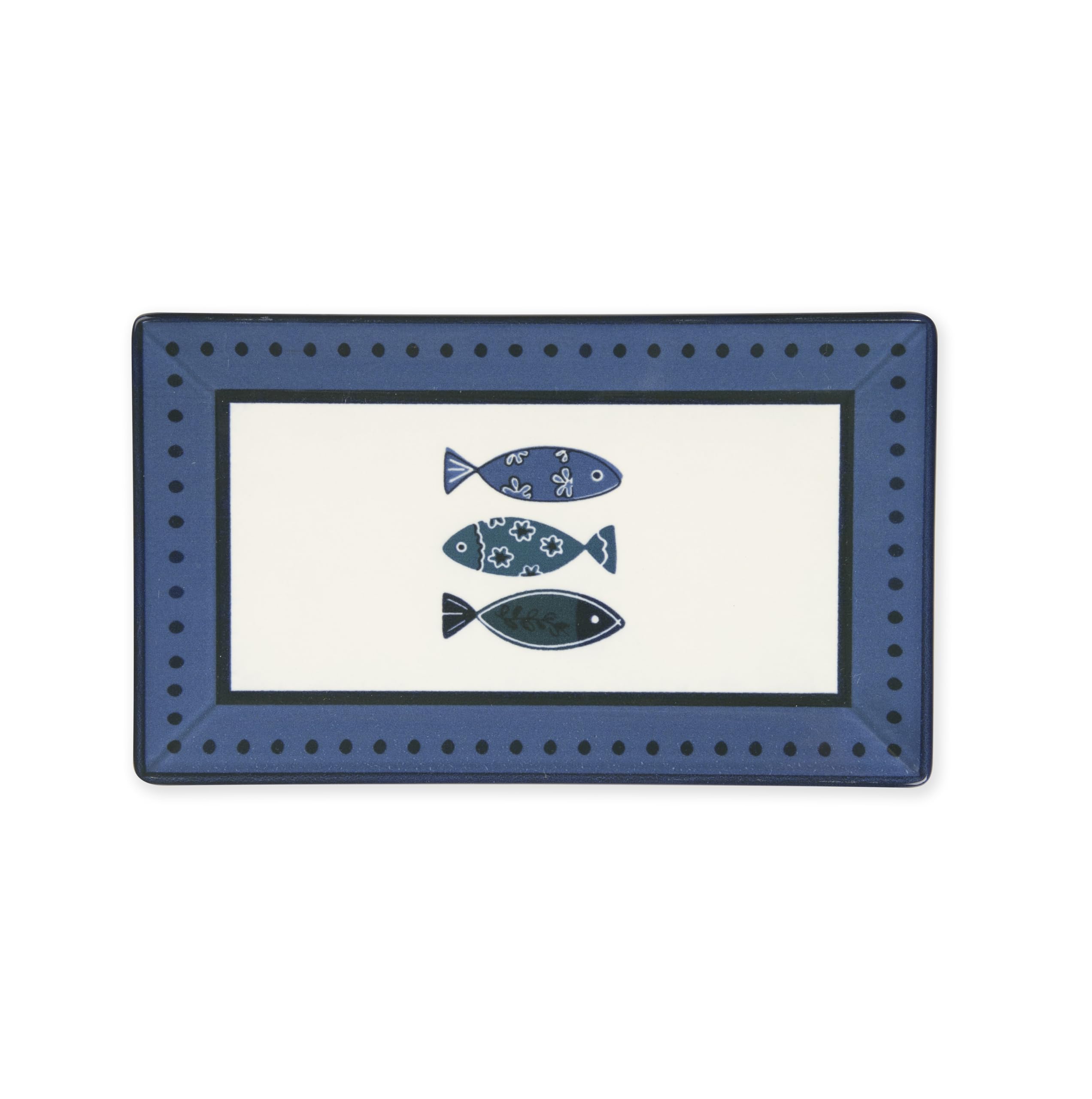Excelsa Ocean Set 6 piatti in ceramica, 25x15cm, decorazione pesci