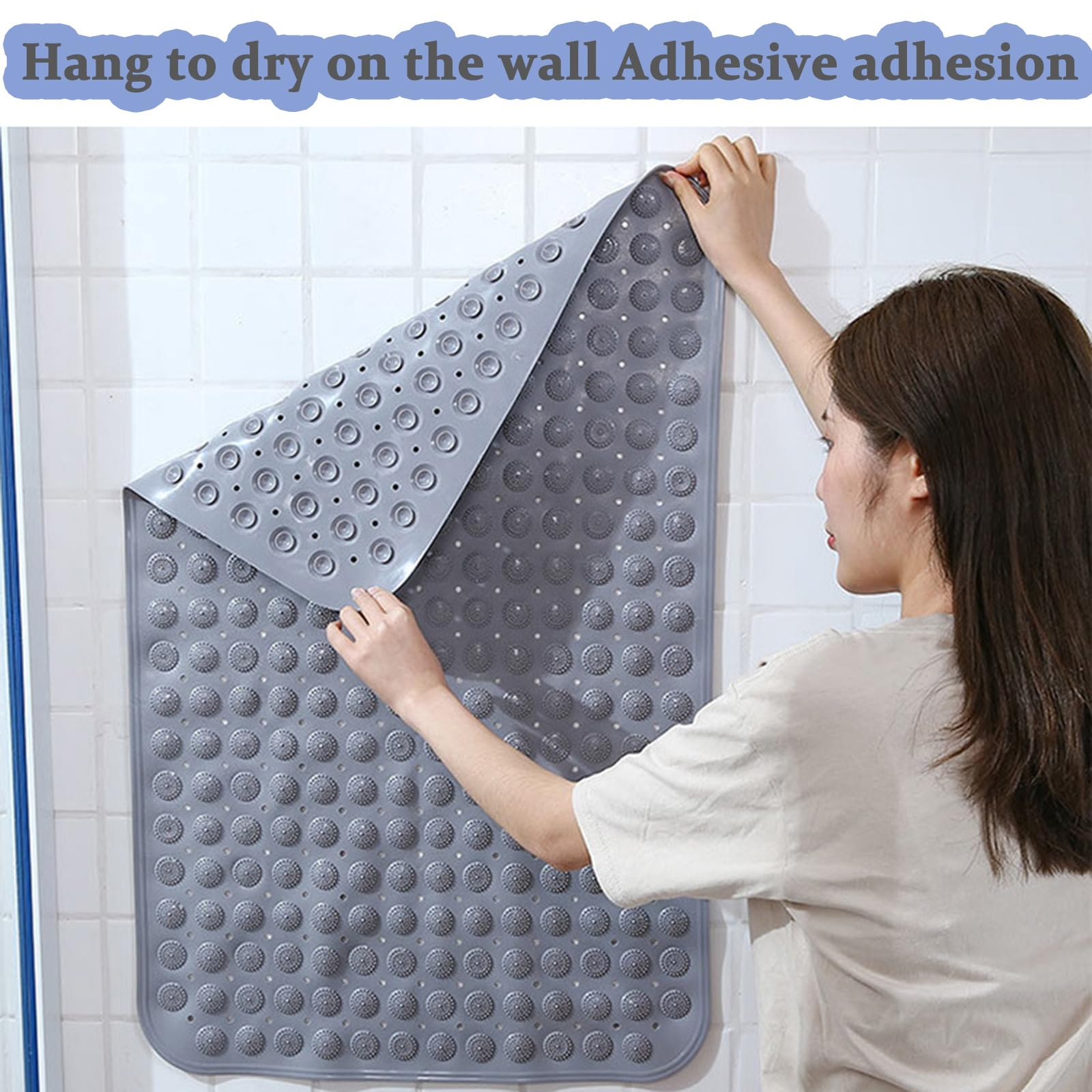 PVC Antirutschmatte für Die Dusche, Universal Duschmatte rutschfest Badewanne mit Abflusslöcher, Weich Badewannenmatte mit Saugnäpfen, Waschbar Rutschmatte Dusche,D,58x88cm/23x35in