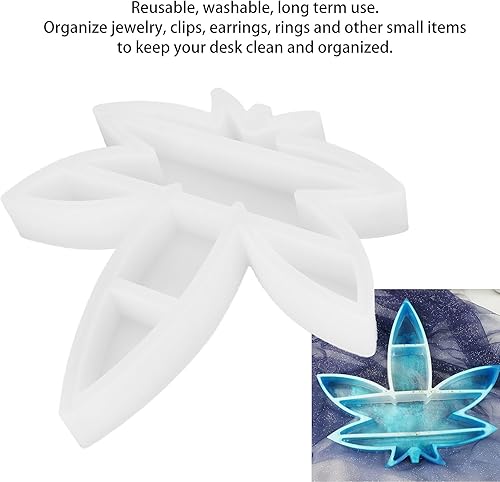 Miniatura 3 de FILFEEL Caja de almacenamiento de silicona, con forma de hoja de arce, resina de resina, caja organizadora de joyas para bricolaje, decoración del