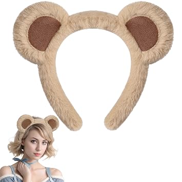 Sightor Brown Bear Ears Headband, Cute Bear Hairband Bear Ear Head Wear for Makeup Washing Face Animal Cosplay Soft Bear Headband