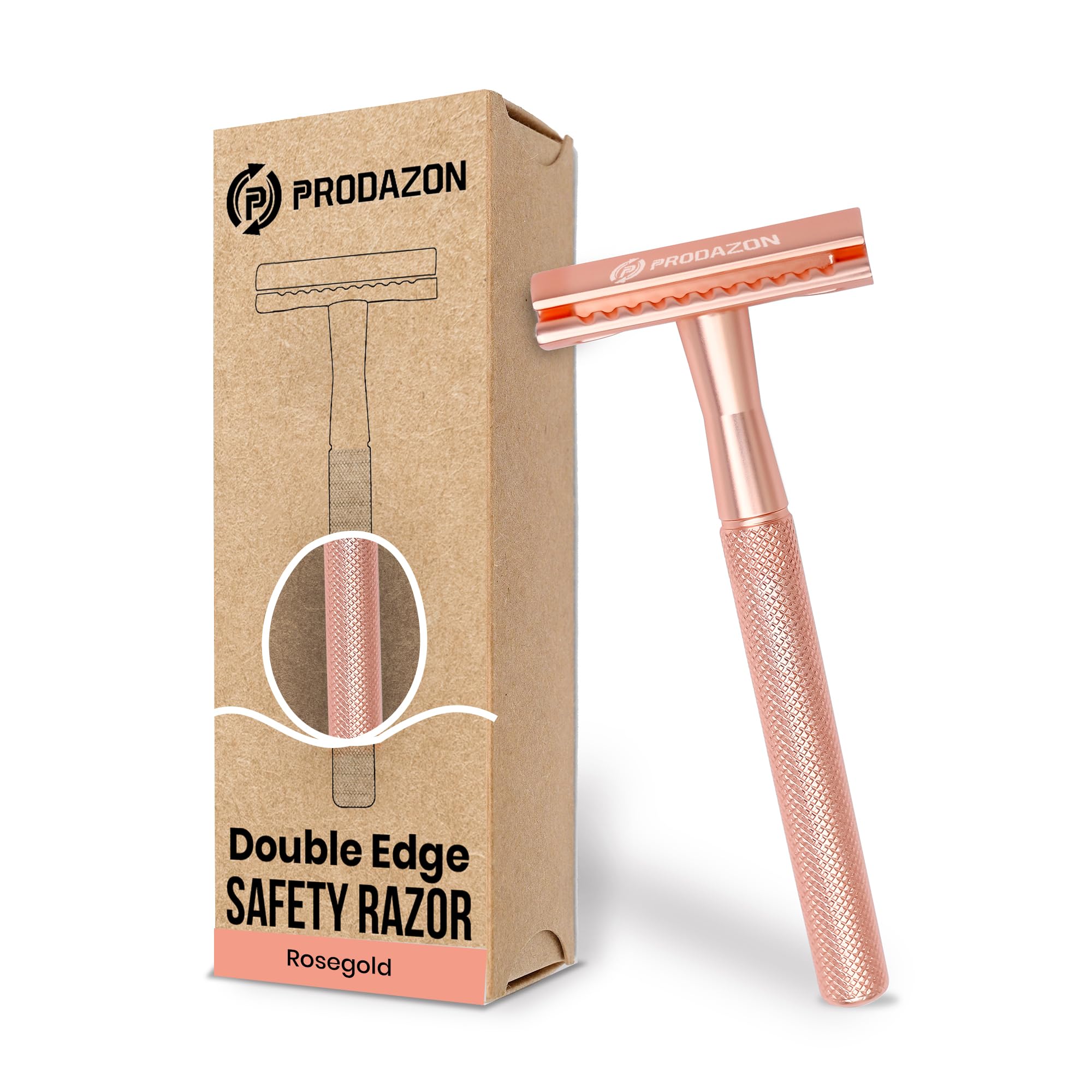 Double Edge Safety Razors for Women – Reusable Rose Gold Razor with Stainless Steel and Brass Handle – Single Blade Razor for Women – Fits All Double Edge Blades (No Blades Included)